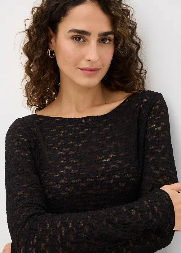 T-shirt manches longues en dentelle, bonprix
