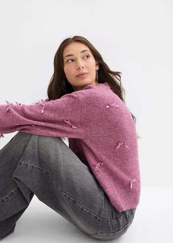 Feinstrickjacke mit Schleifen, bonprix