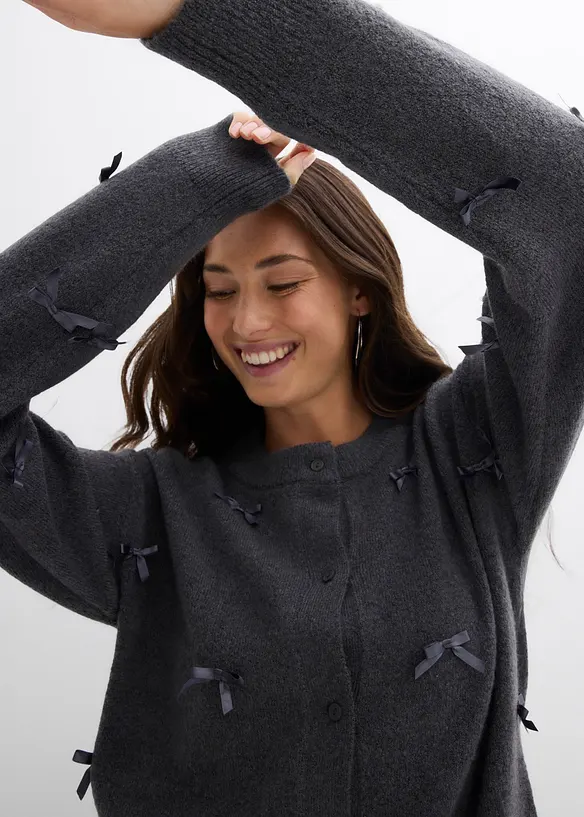 Feinstrickjacke mit Schleifen, bonprix