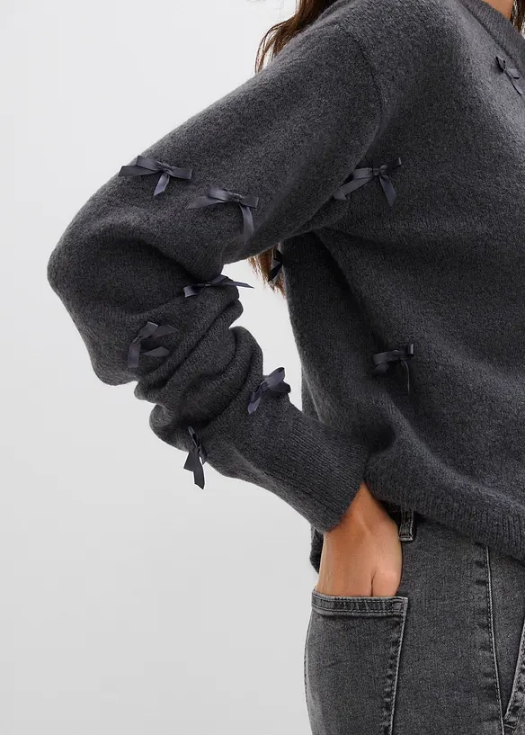 Feinstrickjacke mit Schleifen, bonprix