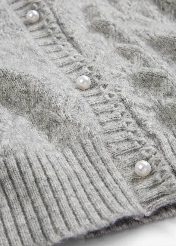 Ajour-Strickjacke mit Wolle, bonprix