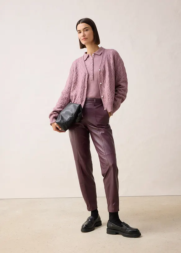 Ajour-Strickjacke mit Wolle, bonprix