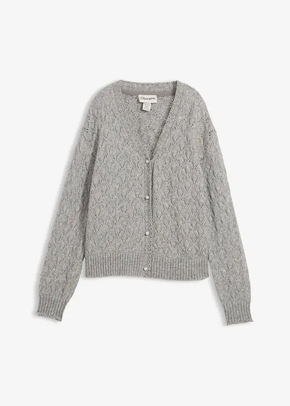 Ajour-Strickjacke mit Wolle, bonprix