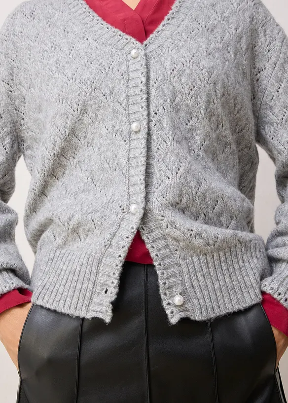 Ajour-Strickjacke mit Wolle, bonprix