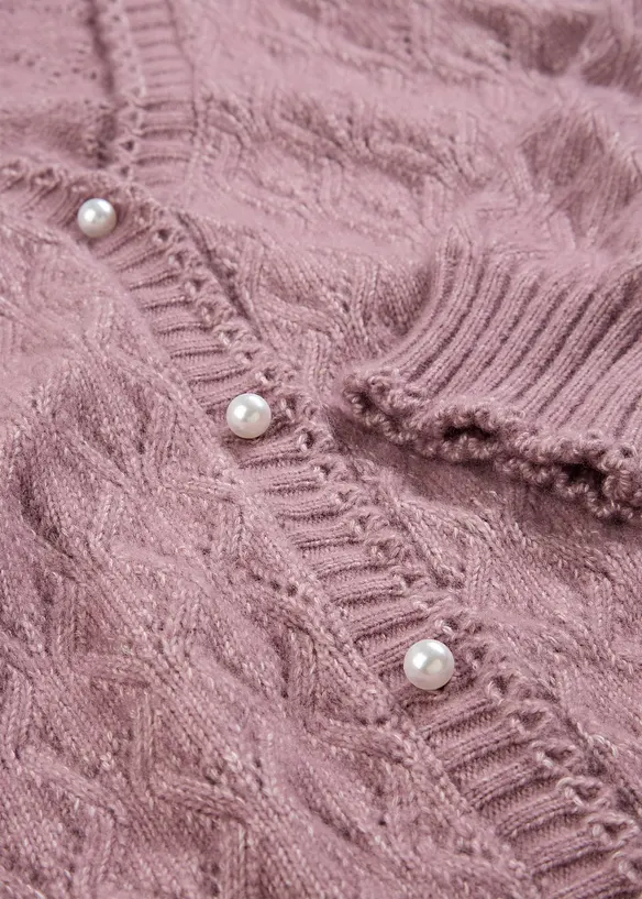 Ajour-Strickjacke mit Wolle, bonprix