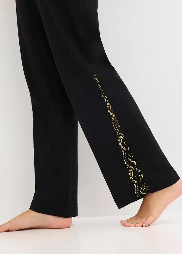 Pyjama mit zarter Glitzerspitze, bonprix