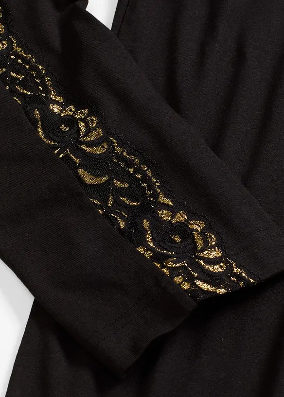 Pyjama mit zarter Glitzerspitze, bonprix