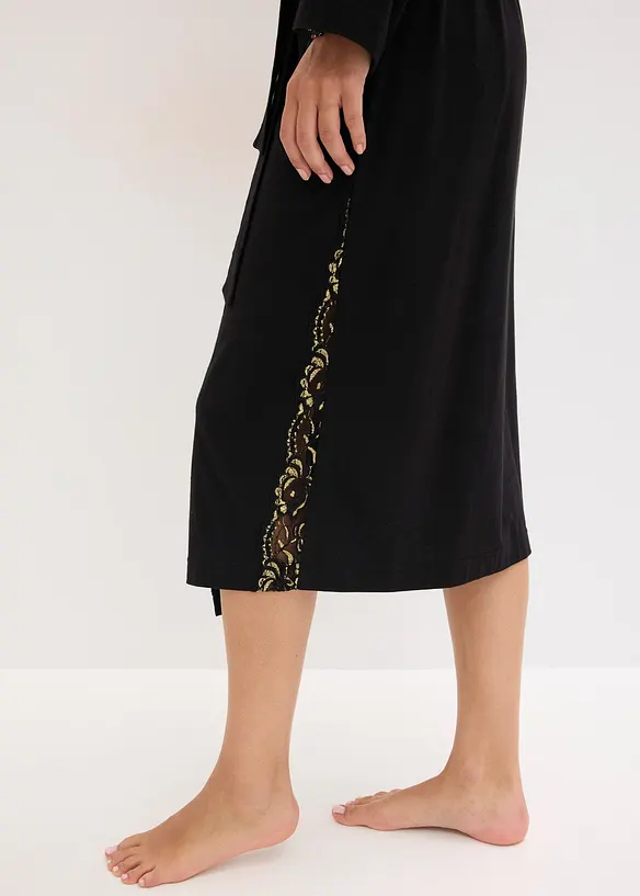 Kimono Morgenmantel mit zarter Glitzerspitze, bonprix