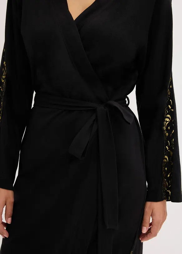 Kimono Morgenmantel mit zarter Glitzerspitze, bonprix