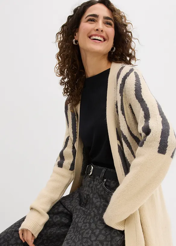 Strickmantel mit Zebra Druck, bonprix