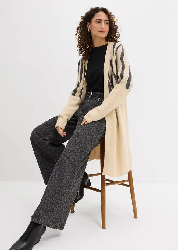 Strickmantel mit Zebra Druck, bonprix