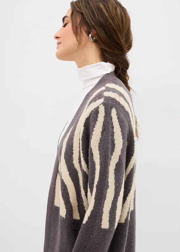 Strickmantel mit Zebra Druck, bonprix