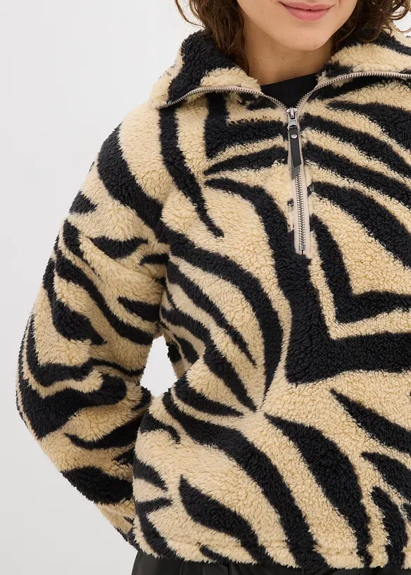 Oversize-Pullover aus Teddyfleece, bonprix