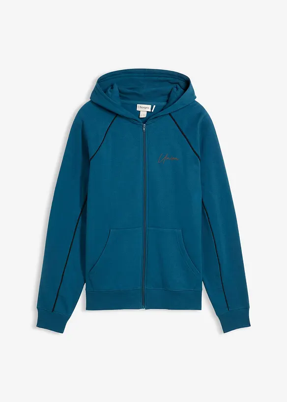 Sweatjacke mit Kontrastdetails aus reiner Baumwolle, bonprix