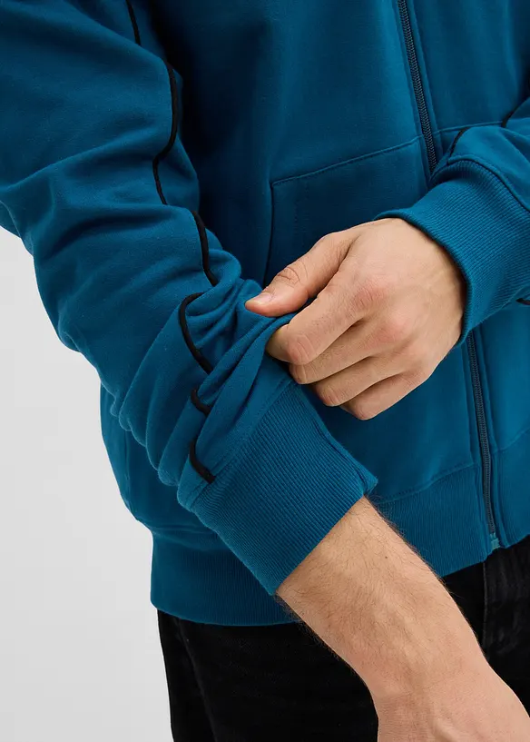 Sweatjacke mit Kontrastdetails aus reiner Baumwolle, bonprix