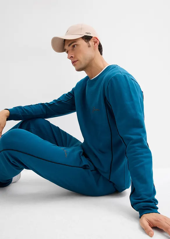 Sweatshirt mit Kontrastdetails aus reiner Baumwolle, bonprix