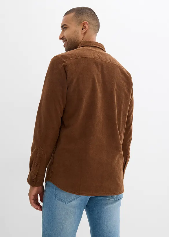 Stretch-Cordhemd mit Fleecefutter, warm gefüttert, bonprix