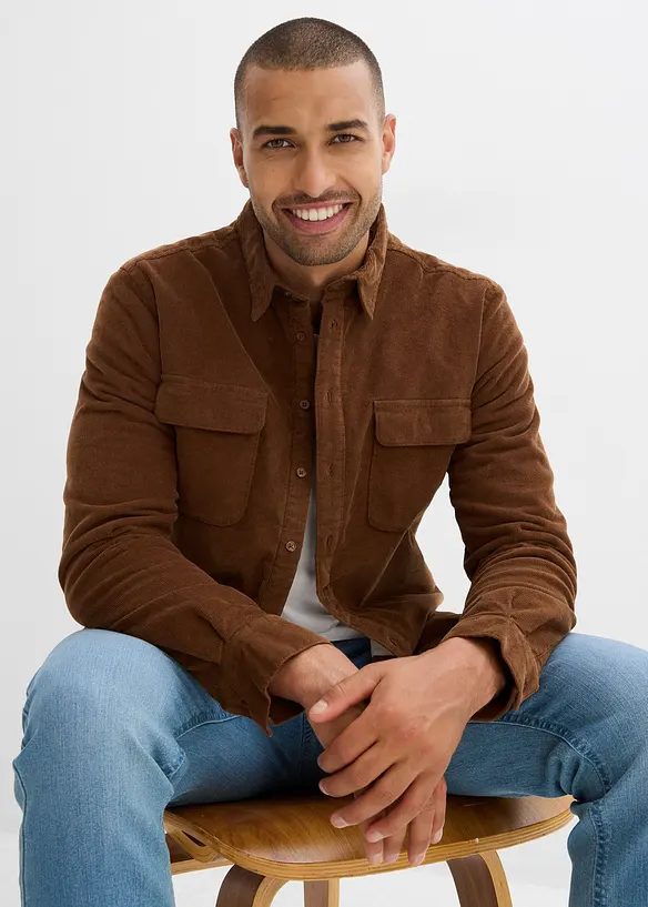 Stretch-Cordhemd mit Fleecefutter, warm gefüttert, bonprix