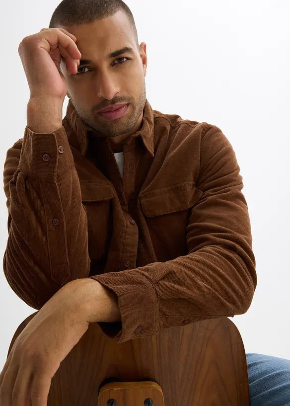 Stretch-Cordhemd mit Fleecefutter, warm gefüttert, bonprix