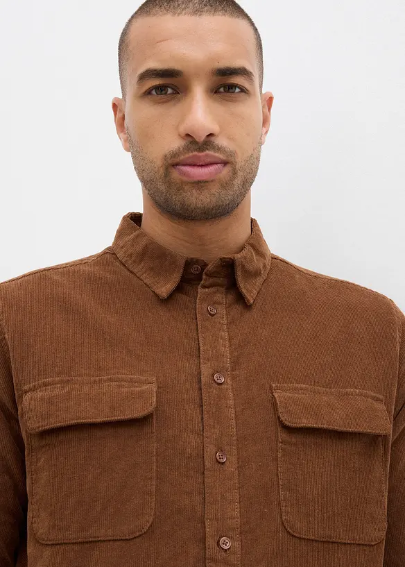 Stretch-Cordhemd mit Fleecefutter, warm gefüttert, bonprix