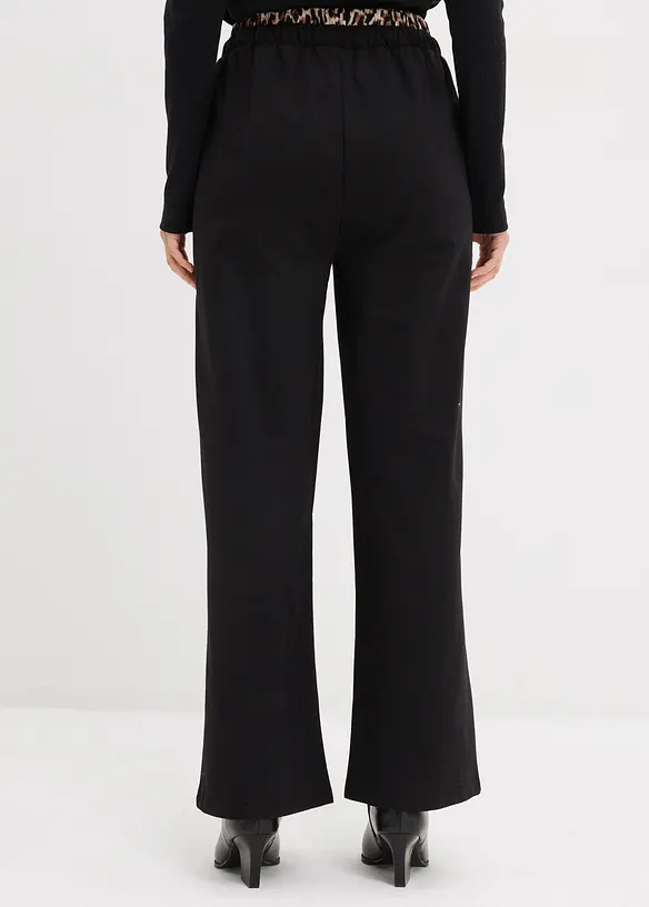 Pantalon large en molleton à ceinture contrastante, bonprix