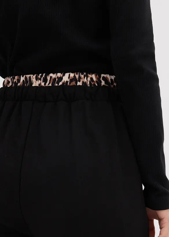 Pantalon large en molleton à ceinture contrastante, bonprix