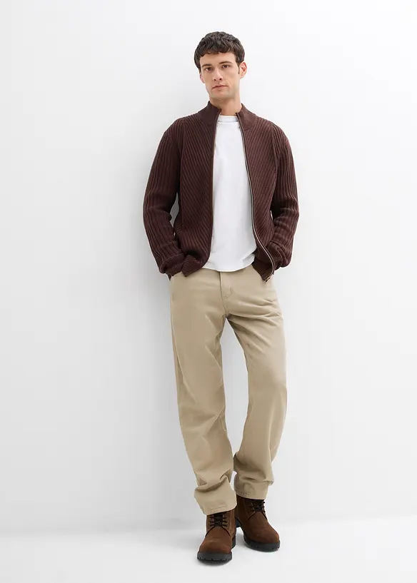 Gerippte Strickjacke aus Baumwoll-Mix, bonprix