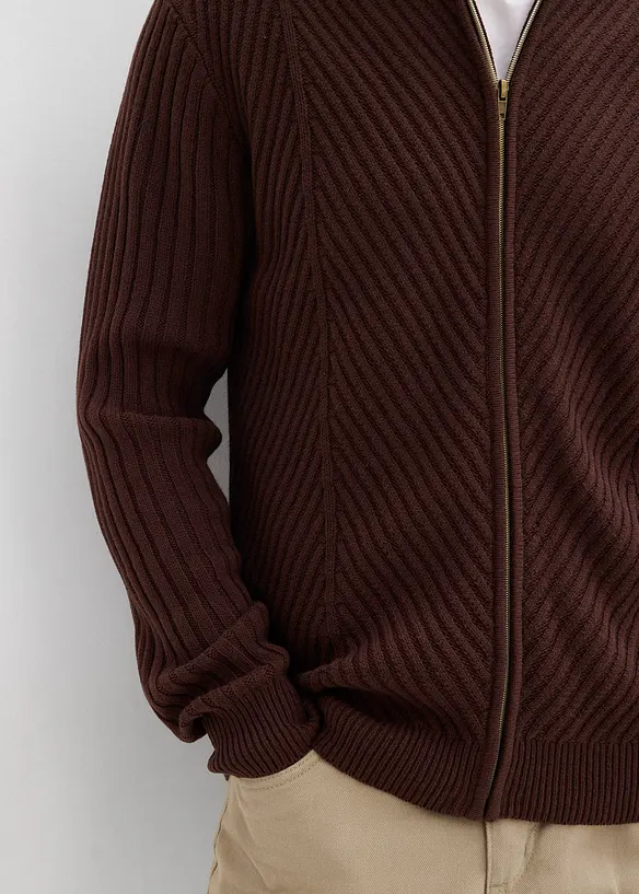 Gerippte Strickjacke aus Baumwoll-Mix, bonprix