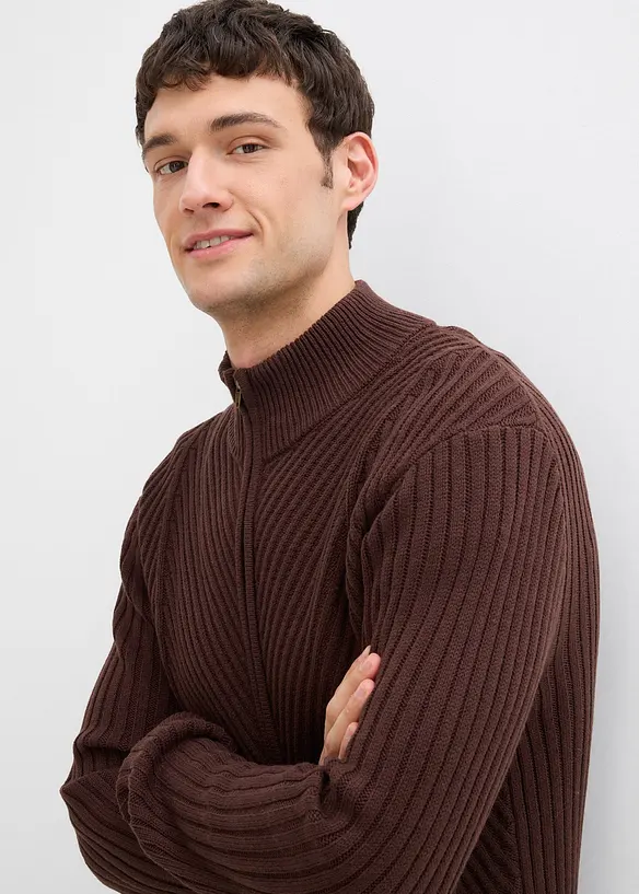 Gerippte Strickjacke aus Baumwoll-Mix, bonprix