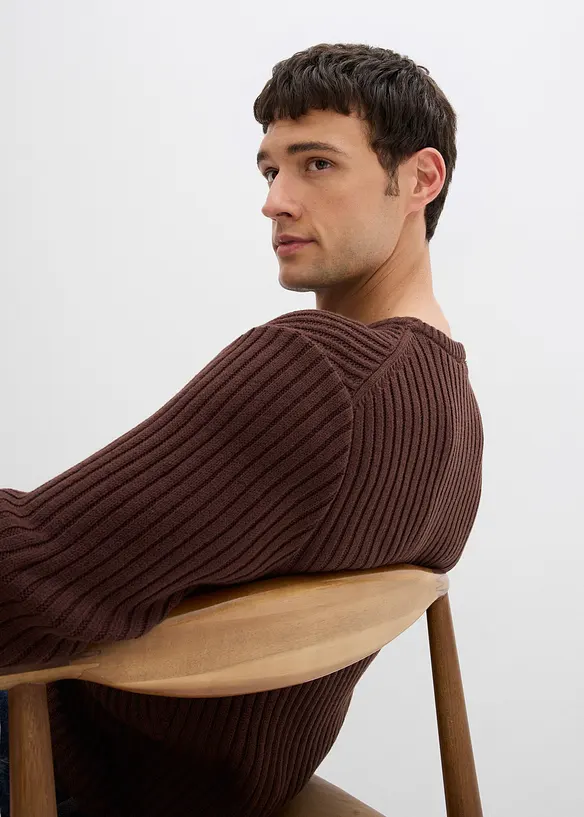 Gerippter Pullover aus Baumwoll-Mix, bonprix