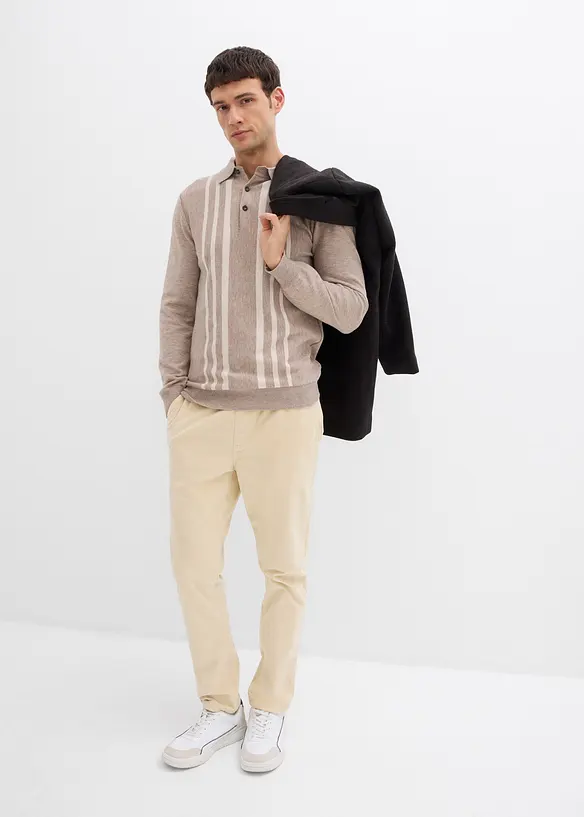 Feinstrick-Polopullover, Slim Fit, bonprix