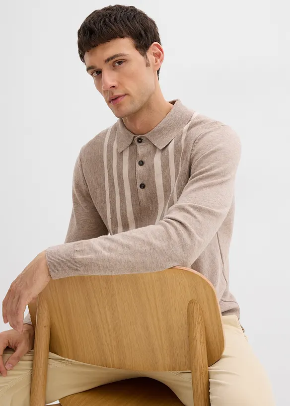 Feinstrick-Polopullover, Slim Fit, bonprix
