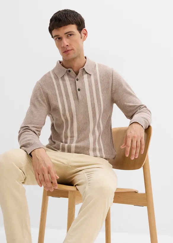 Feinstrick-Polopullover, Slim Fit, bonprix