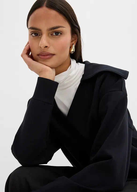 Sweatshirt mit breitem Kragen aus Viskose-Mix, bonprix
