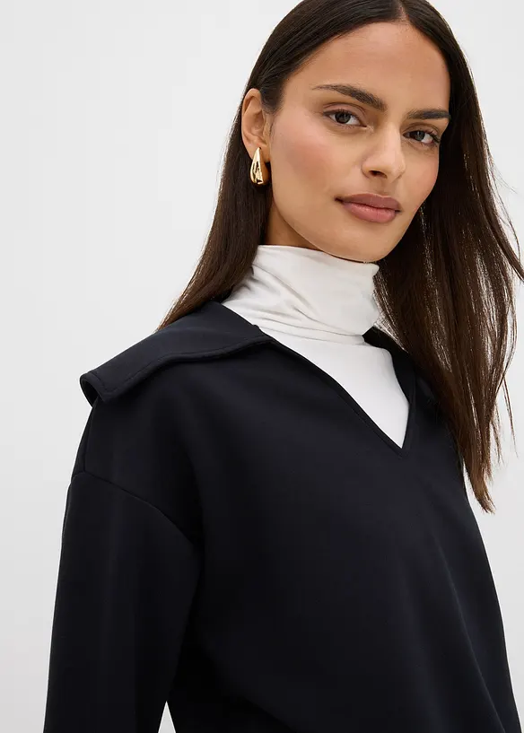 Sweatshirt mit breitem Kragen aus Viskose-Mix, bonprix