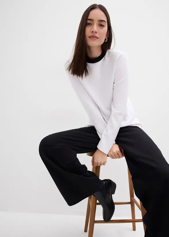 Langarmshirt aus Viskose-Mix mit abgesetztem Turtleneck, bonprix
