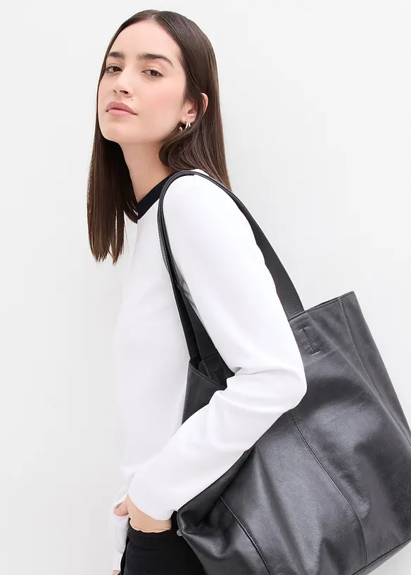 Langarmshirt aus Viskose-Mix mit abgesetztem Turtleneck, bonprix