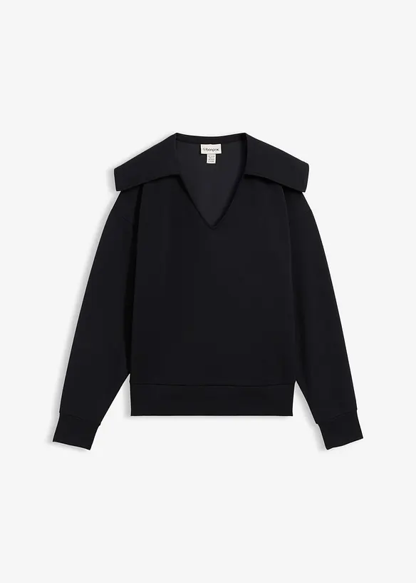 Sweatshirt mit breitem Kragen aus Viskose-Mix, bonprix