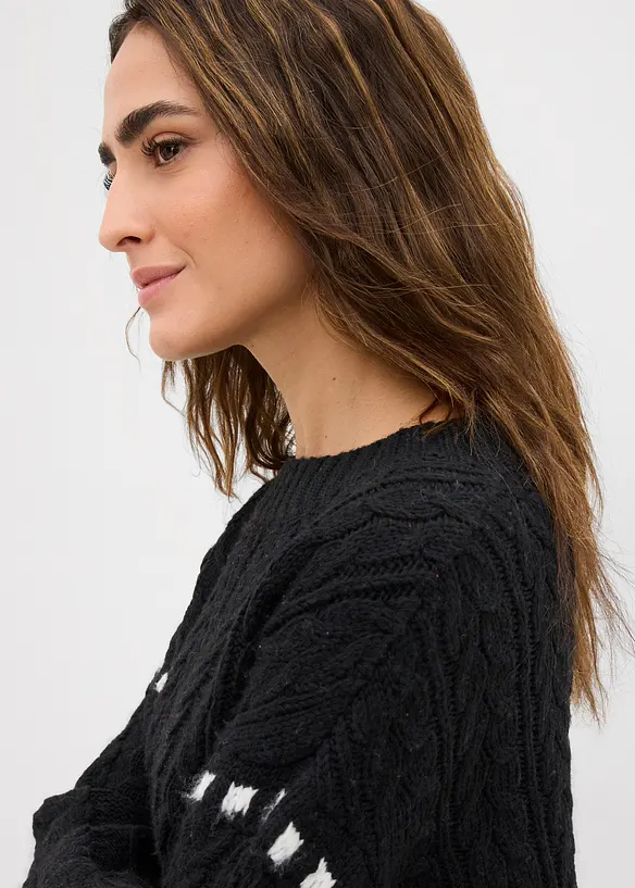 Grobstrick-Pullover mit Zopfmuster, bonprix