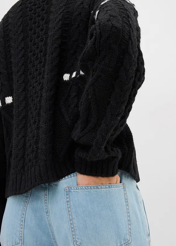 Grobstrick-Pullover mit Zopfmuster, bonprix