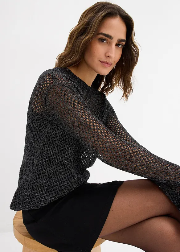 Ajour-Pullover mit Glitzergarn, bonprix