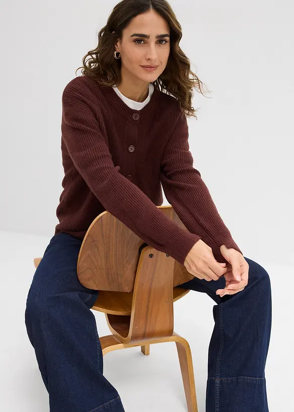 Feinstrickjacke, Rundhals, bonprix