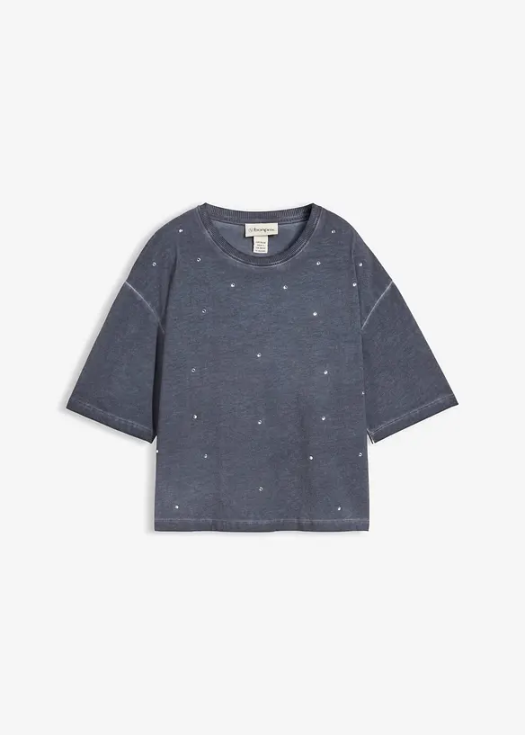 T-shirt 100% coton à strass, bonprix