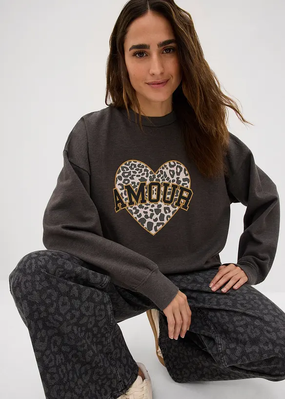Oversize-Sweatshirt aus Baumwoll-Mix, bonprix