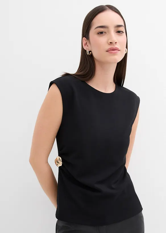 Top mit Zierschnalle aus Crepe, bonprix