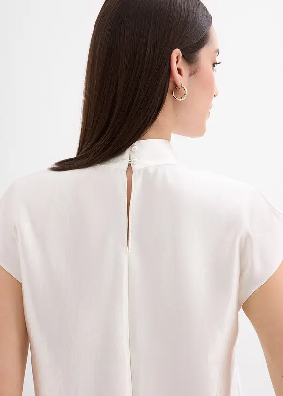 Satin Blusentop mit halbhohem Kragen, bonprix