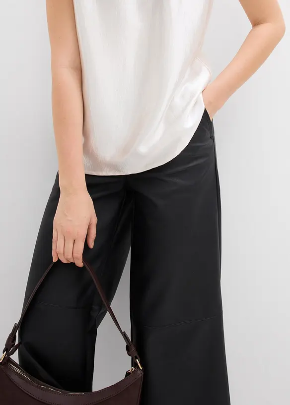 Satin Blusentop mit halbhohem Kragen, bonprix