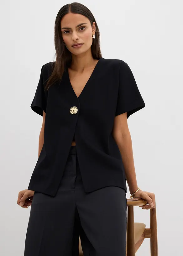 Bequeme Weste mit Zierknopf aus Punto di Roma, bonprix