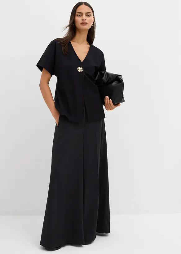 Bequeme Weste mit Zierknopf aus Punto di Roma, bonprix