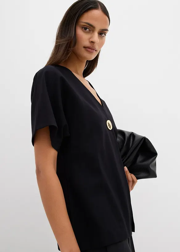 Bequeme Weste mit Zierknopf aus Punto di Roma, bonprix